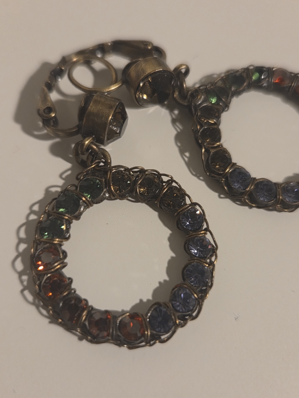 Konplott Brass Gold-Tone Hoop Drop Earrings with Multicolor Swarovski Crystals